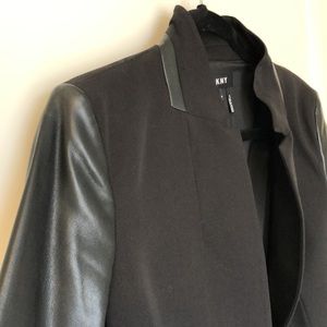 DKNY mixed media faux leather blazer jacket